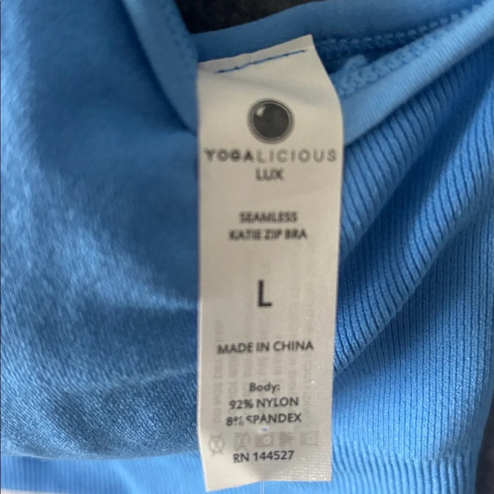 Yogalicious Lux Seamless Katie Zip Bra L Marina Blue